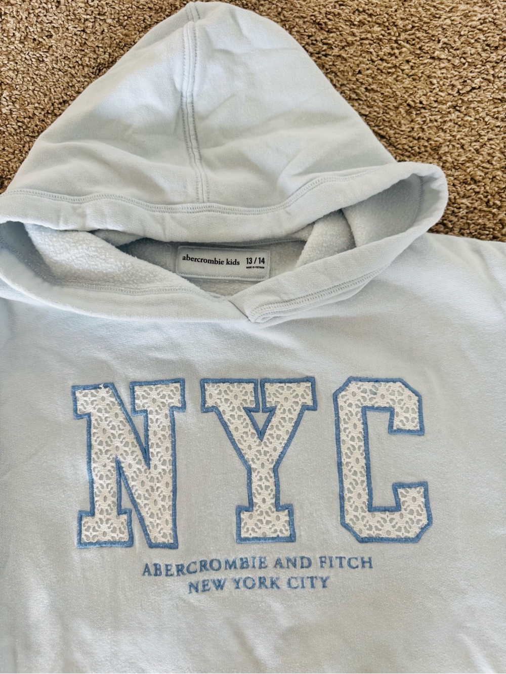 Abercrombie Kids Light Blue NYC Hooded Pullover & Matching Shorts
